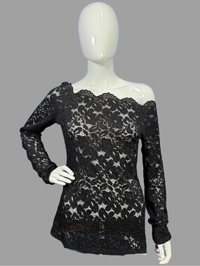PattyBoutik Black Boatneck Lace Blouse